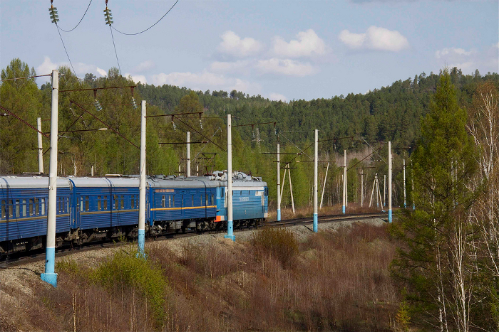 A Trans-Siberian train en route