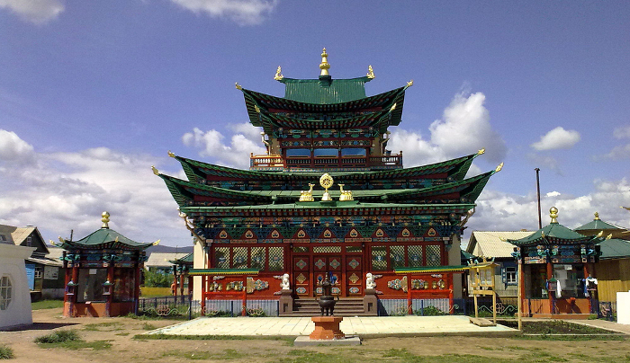 Ivolginsk Monastery in Buryatia showing Buddhist influence